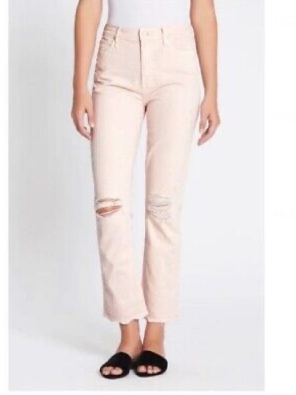MOTHER High Rise Distressed Jeans